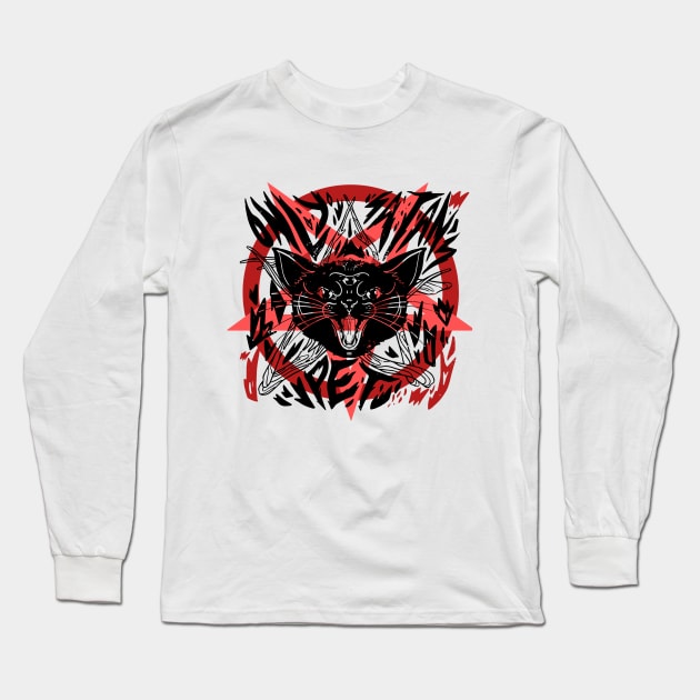 Devil Cat Long Sleeve T-Shirt by ArtRoute02
